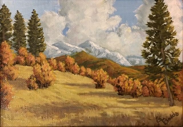 Coyote Park, First Snow on the Peaks 7 x 5 at Hunter Wolff Gallery